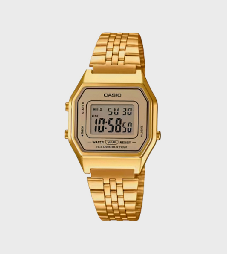 Gold Dial Digital Watch