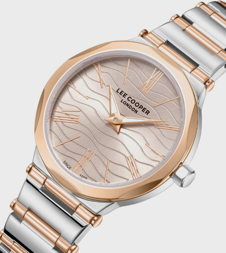 Rose Gold Dial Metal Strap Analog Watch