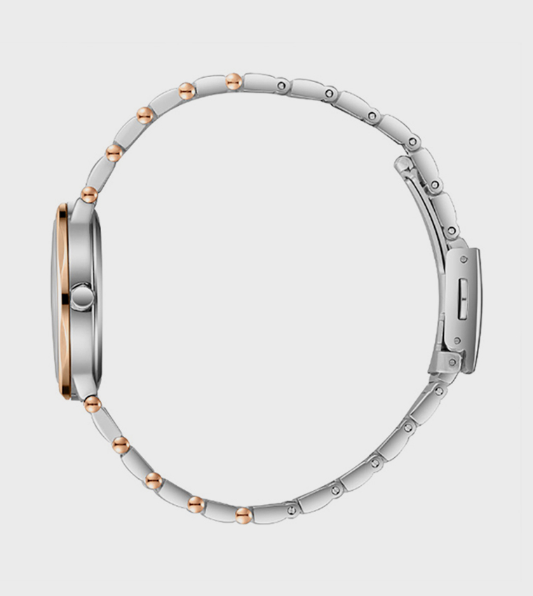 Rose Gold Dial Metal Strap Analog Watch