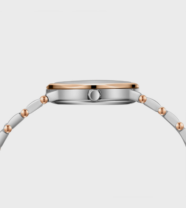 Rose Gold Dial Metal Strap Analog Watch