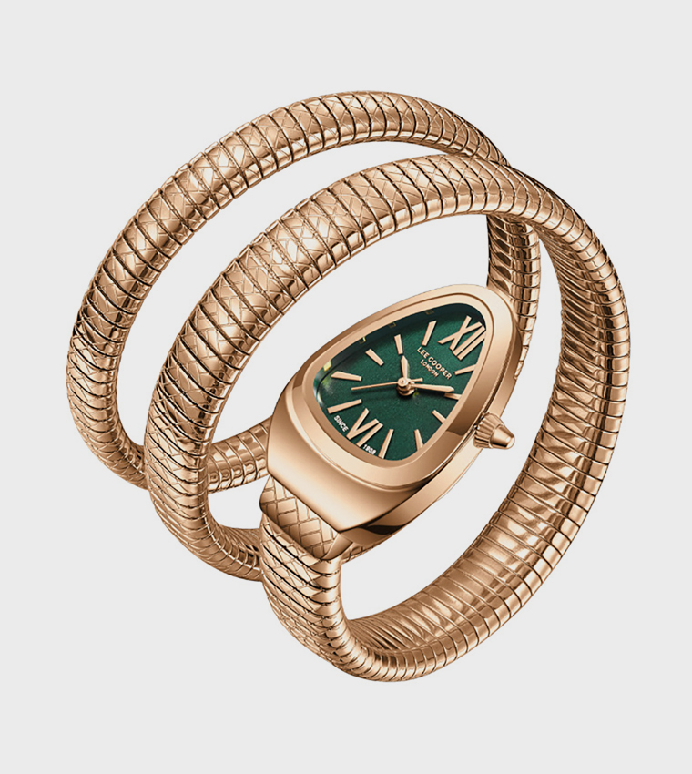 Dark Green Dial Snake Strap Analog Watch