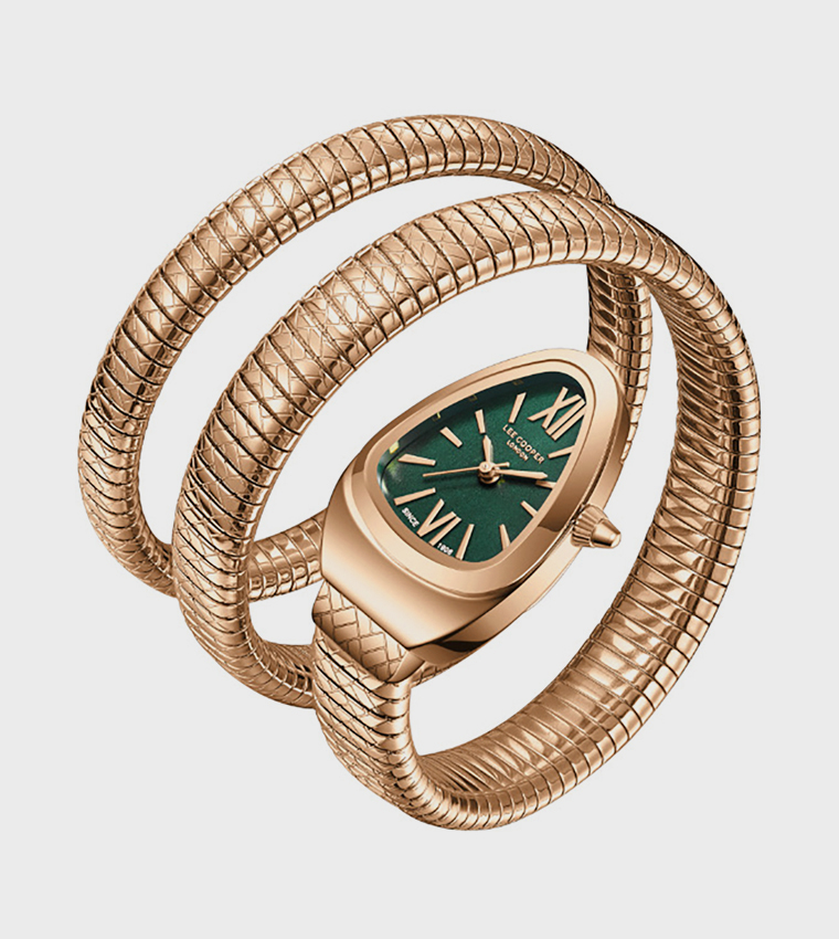 Dark Green Dial Snake Strap Analog Watch