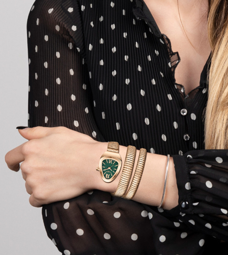 Dark Green Dial Snake Strap Analog Watch