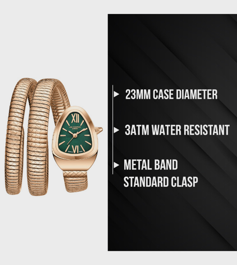 Dark Green Dial Snake Strap Analog Watch