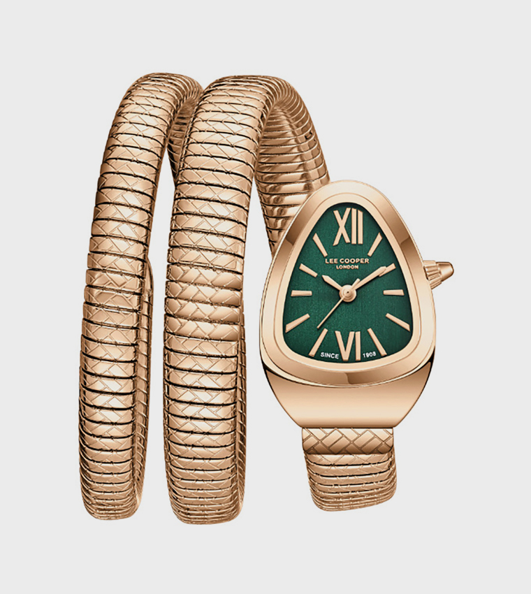 Dark Green Dial Snake Strap Analog Watch