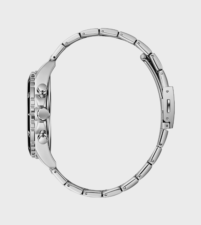 ساعة متعددة الوظائف بخلفية بنية داكنة