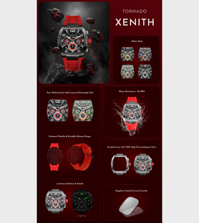 XENITH Black Dial Multifunction Watch