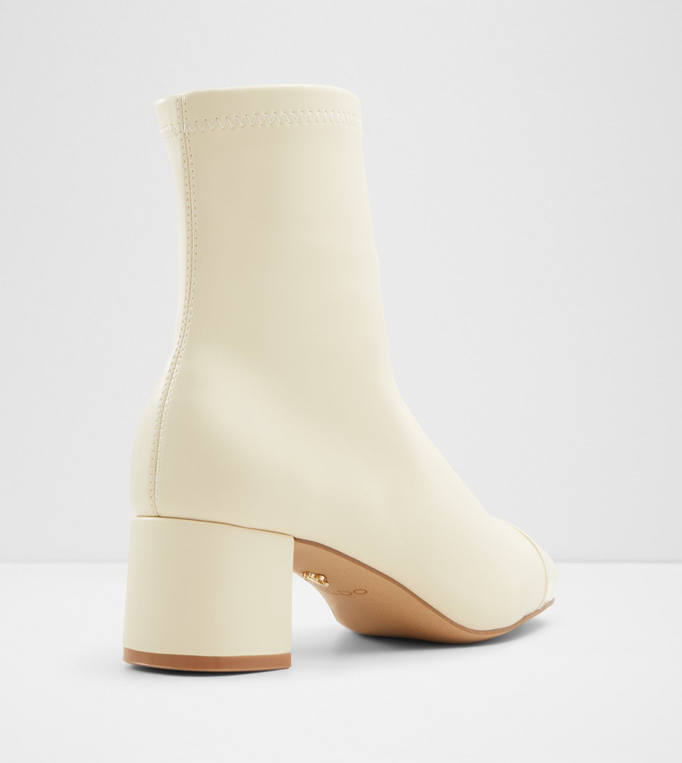 Cream block heel ankle boots shop