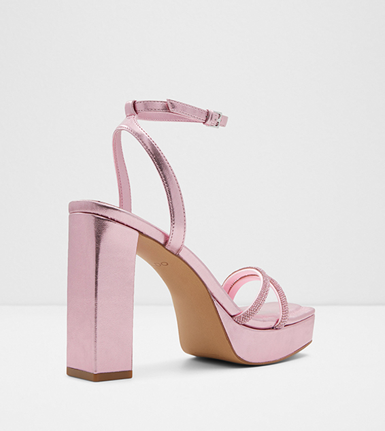 Aldo embellished blush block heeled sandals best sale