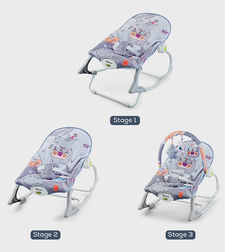 3-In-1 Rocker with Baby Seat, Recliner and Soothing Music