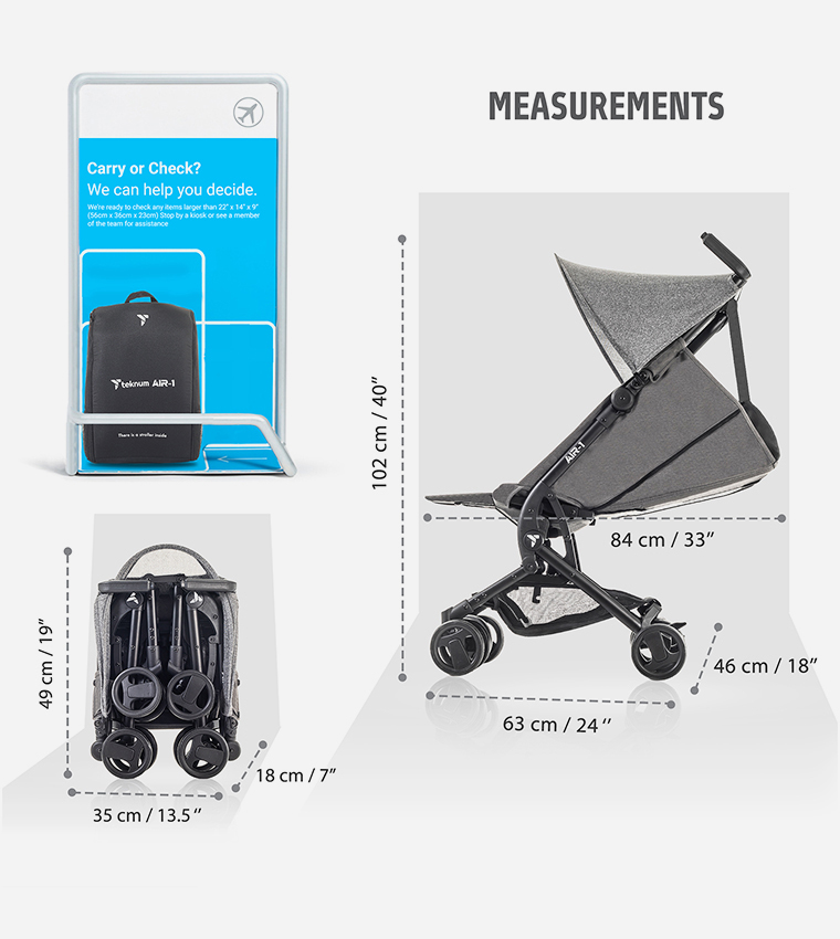 Air-1 Travel Stroller with Carry Backpack