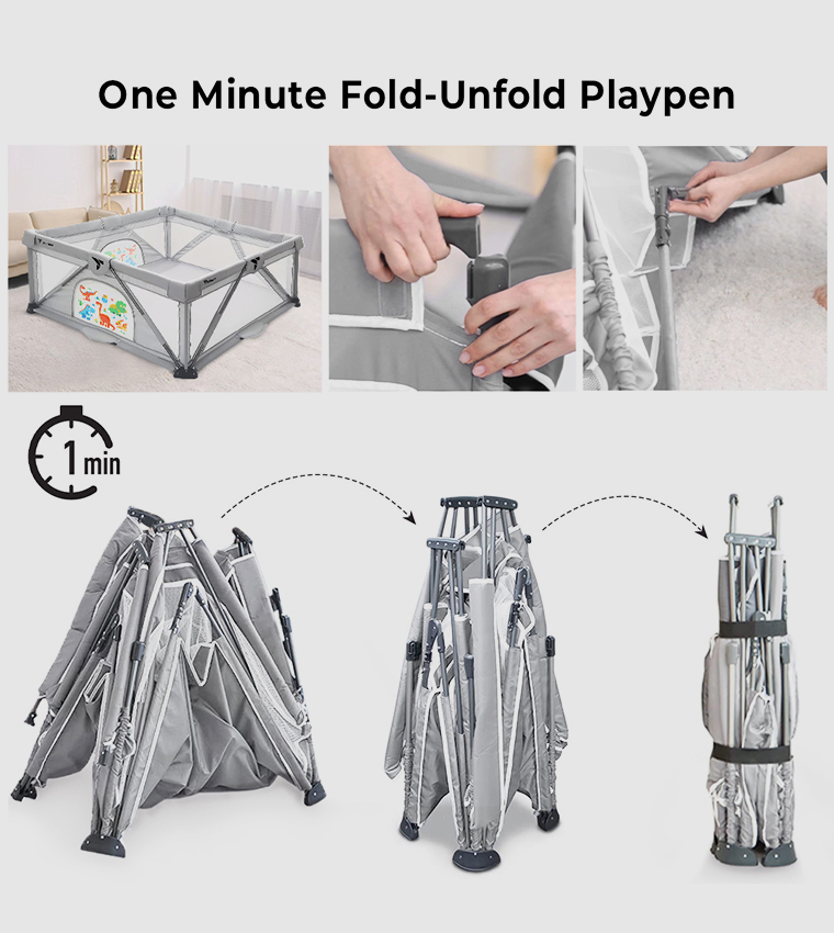 Buy Teknum Sambox One Minute Fold Unfold Playpen In Grey 6thStreet UAE