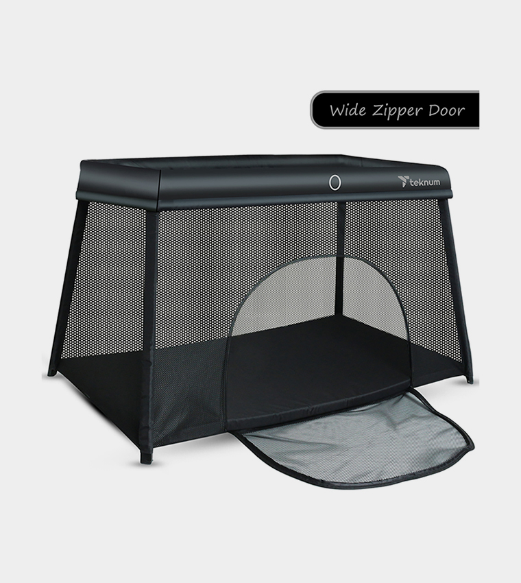 Portable Quick Fold Playard & Cot With Zipper Door & Carry Bag