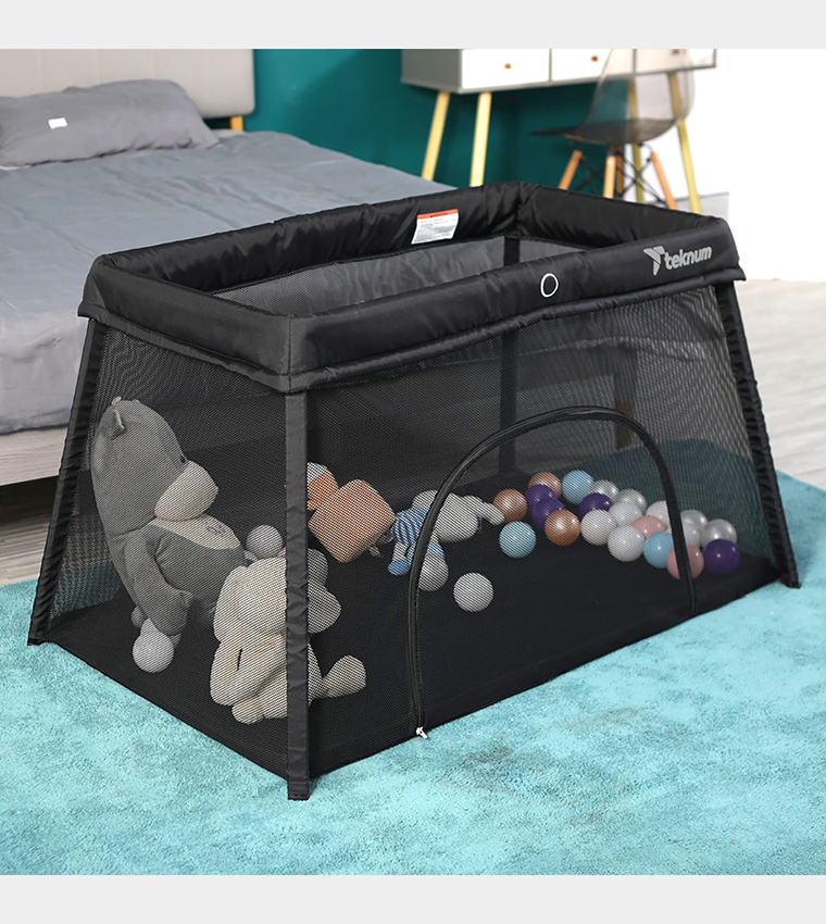 Portable Quick Fold Playard & Cot With Zipper Door & Carry Bag