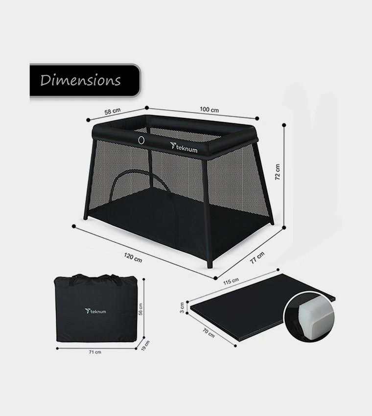 Portable Quick Fold Playard & Cot With Zipper Door & Carry Bag
