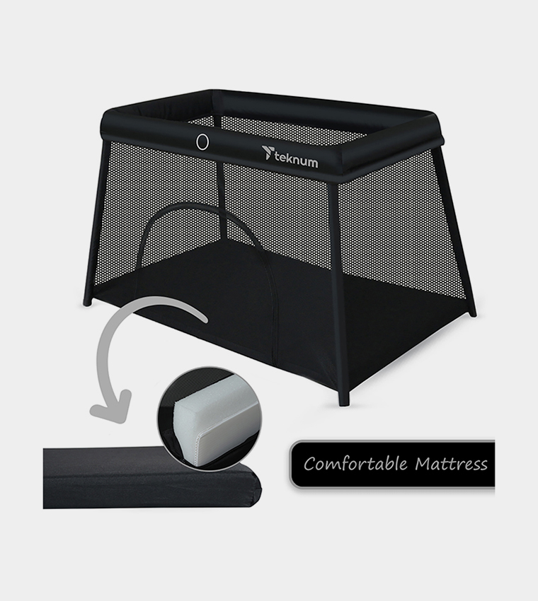 Portable Quick Fold Playard & Cot With Zipper Door & Carry Bag