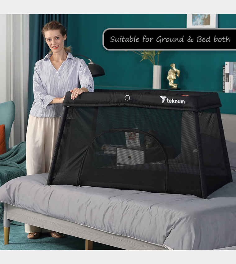 Portable Quick Fold Playard & Cot With Zipper Door & Carry Bag