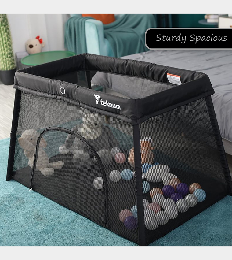 Portable Quick Fold Playard & Cot With Zipper Door & Carry Bag