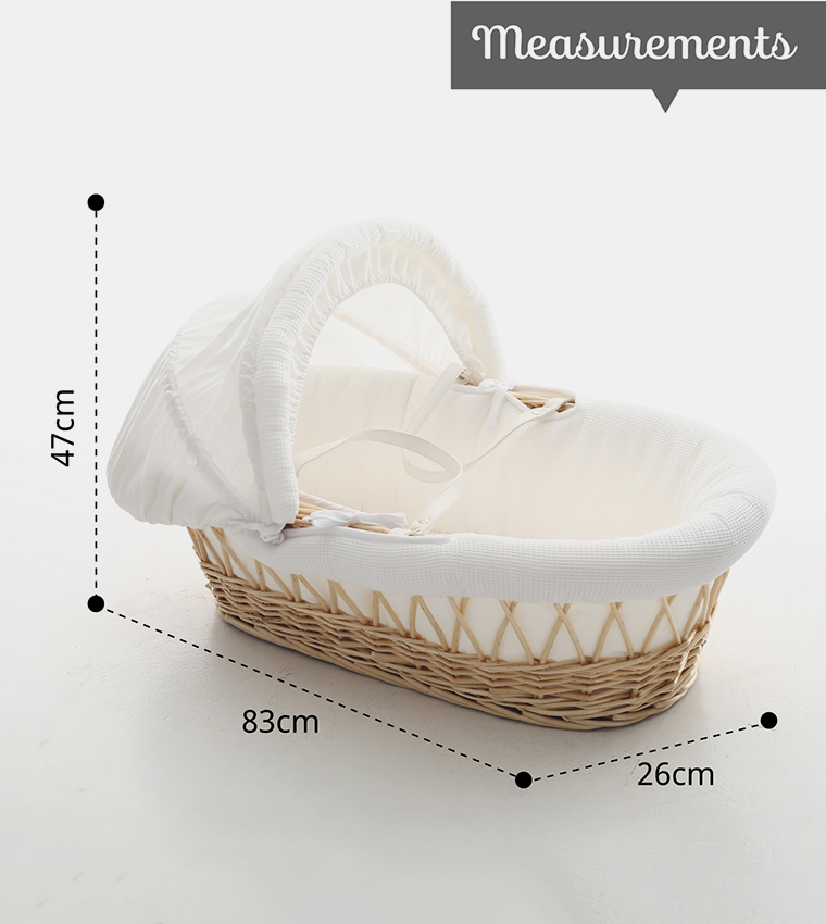 Infant Wicker Moses Basket with Waffle Beddings and Rocker Stand