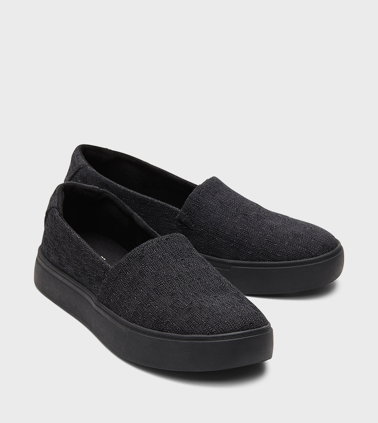 KAMERON Two Tone Slub Platform Slip-On Shoes