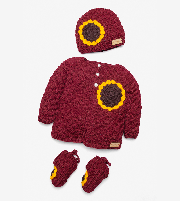 Sweater With Cap And Booties Red