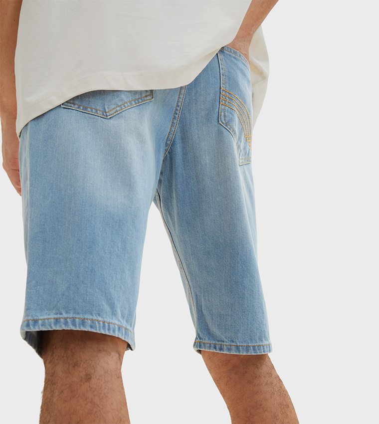 TOM TAILOR TTJOSH Regular Fit Shorts voor heren, 10138 - Rinsed Blue Denim, 38
