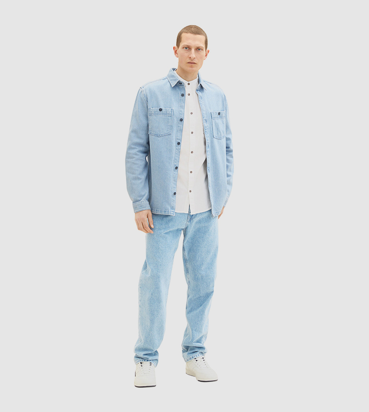 Stand-Up Collar Textured Shirt