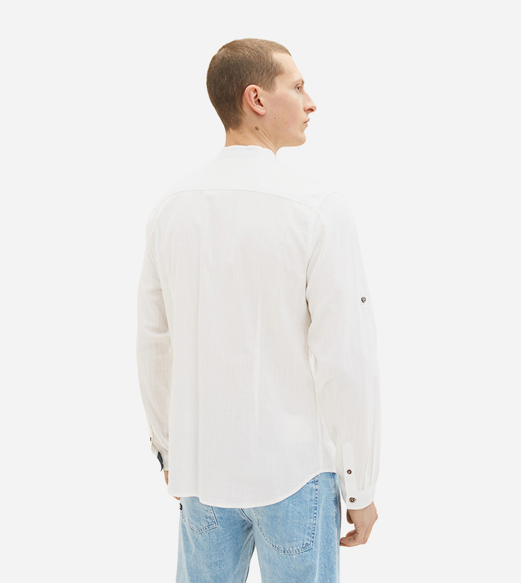 Stand-Up Collar Textured Shirt