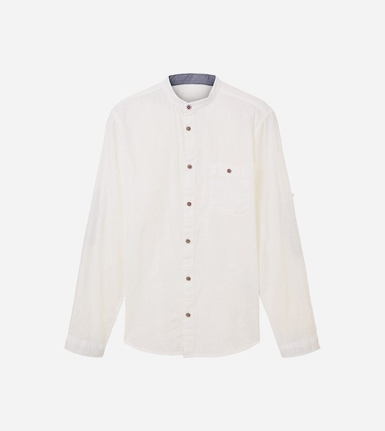 Stand-Up Collar Textured Shirt