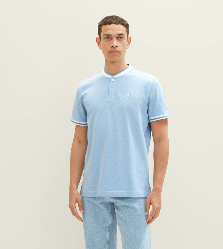 Logo Printed Stand-Up Collar T-Shirt