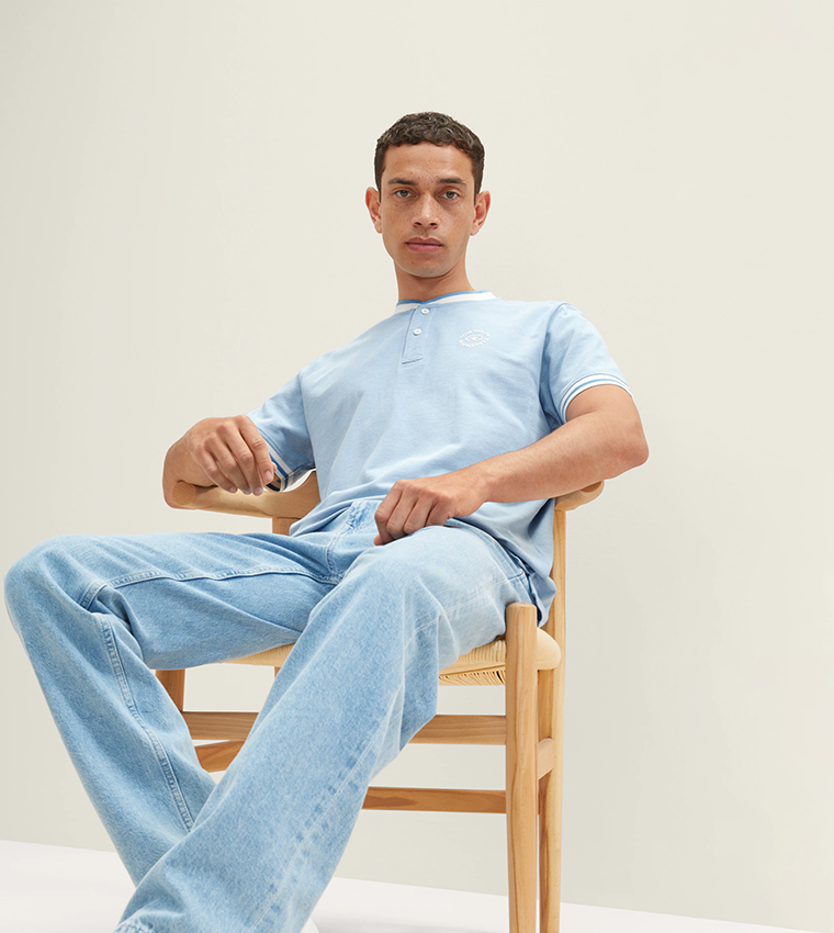 Logo Printed Stand-Up Collar T-Shirt