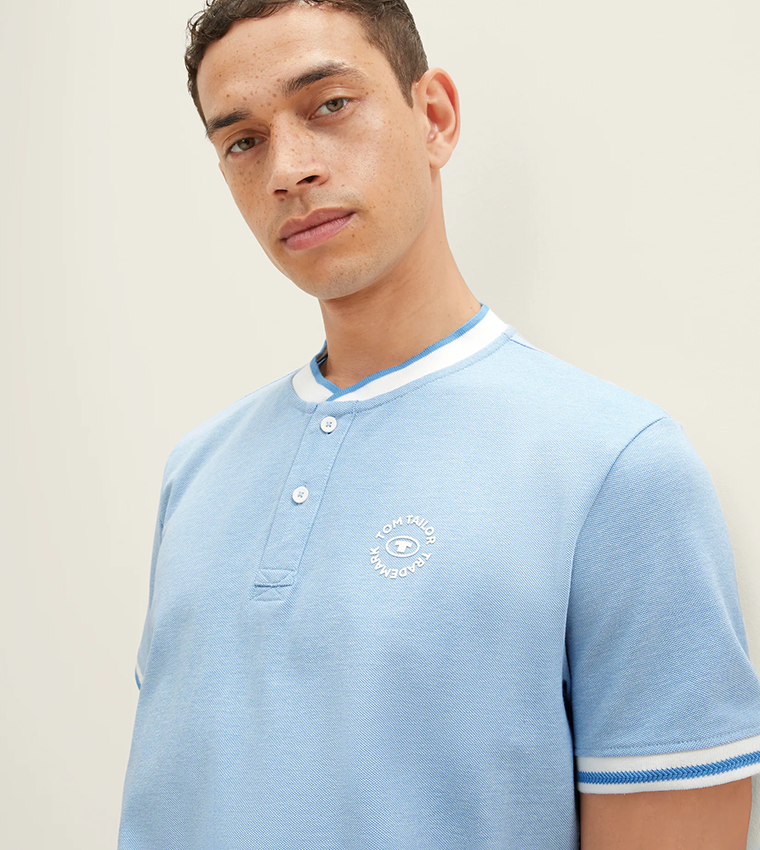 Logo Printed Stand-Up Collar T-Shirt