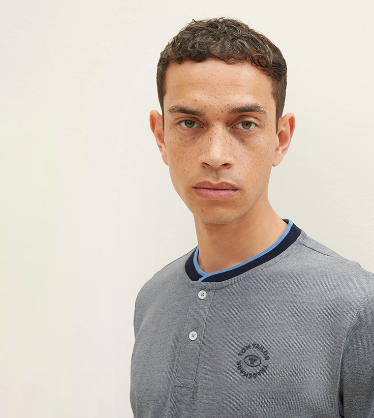 Logo Printed Stand-Up Collar T-Shirt