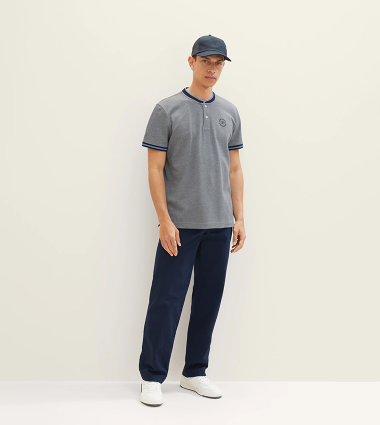 Logo Printed Stand-Up Collar T-Shirt