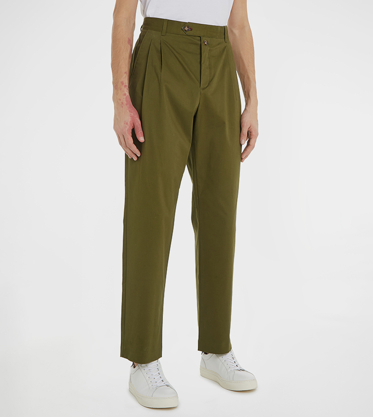 بنطال تشينو سادة بأزرار 