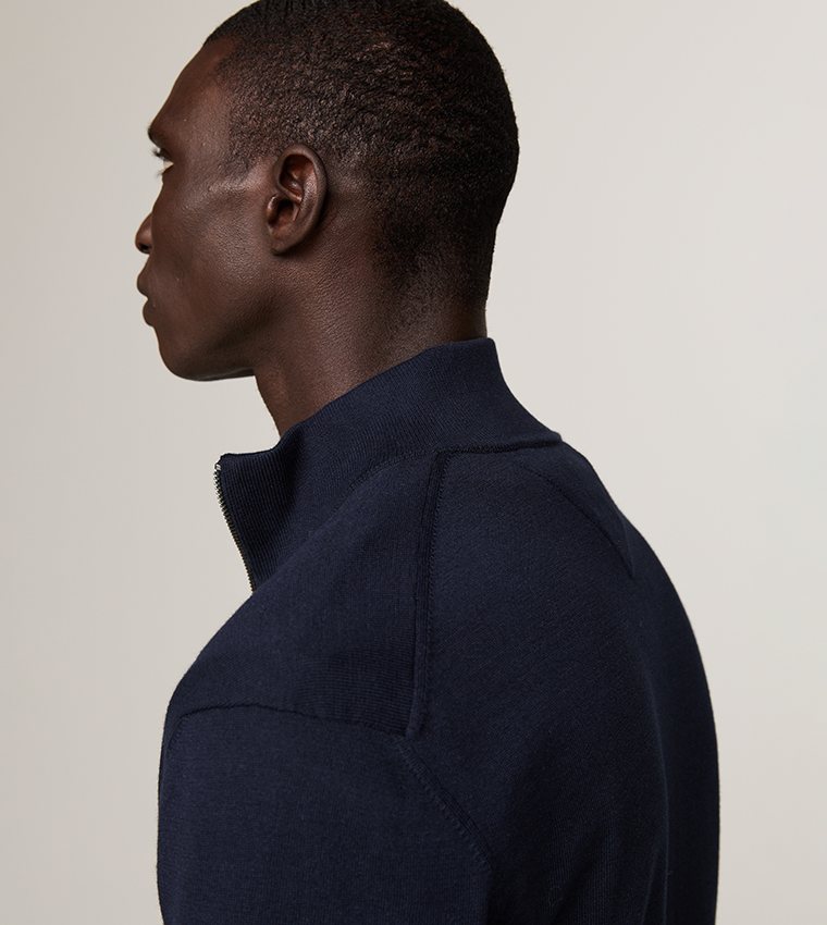 Contrast Tipping Zip-Through Cardigan