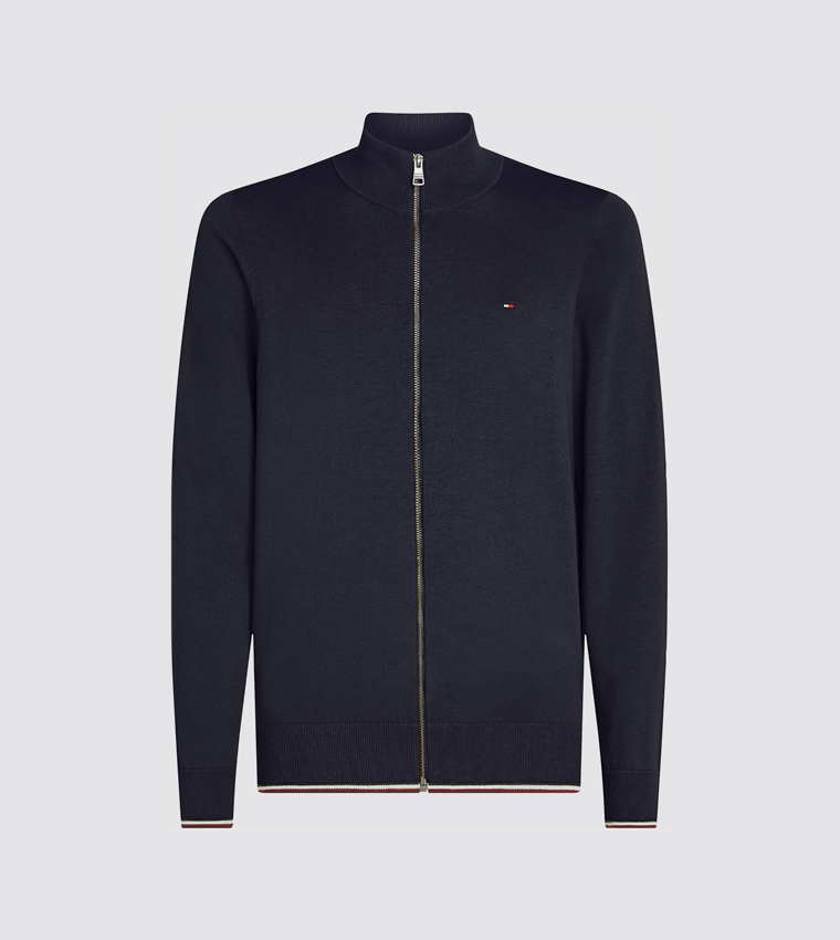 Contrast Tipping Zip-Through Cardigan