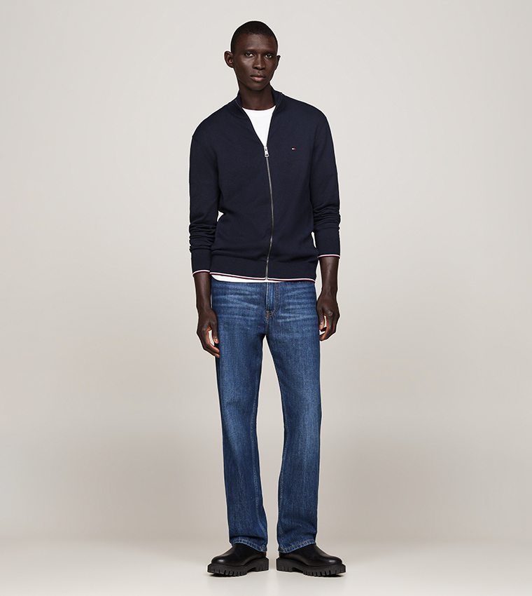 Contrast Tipping Zip-Through Cardigan