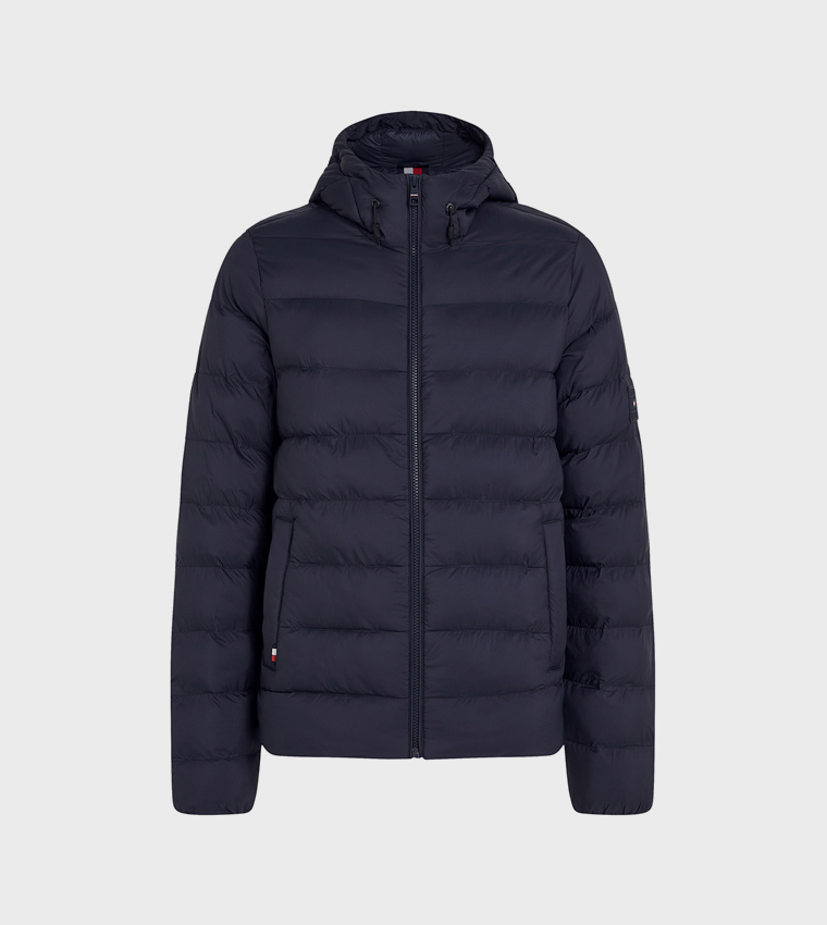 Label Detail Hooded Puffer Jacket