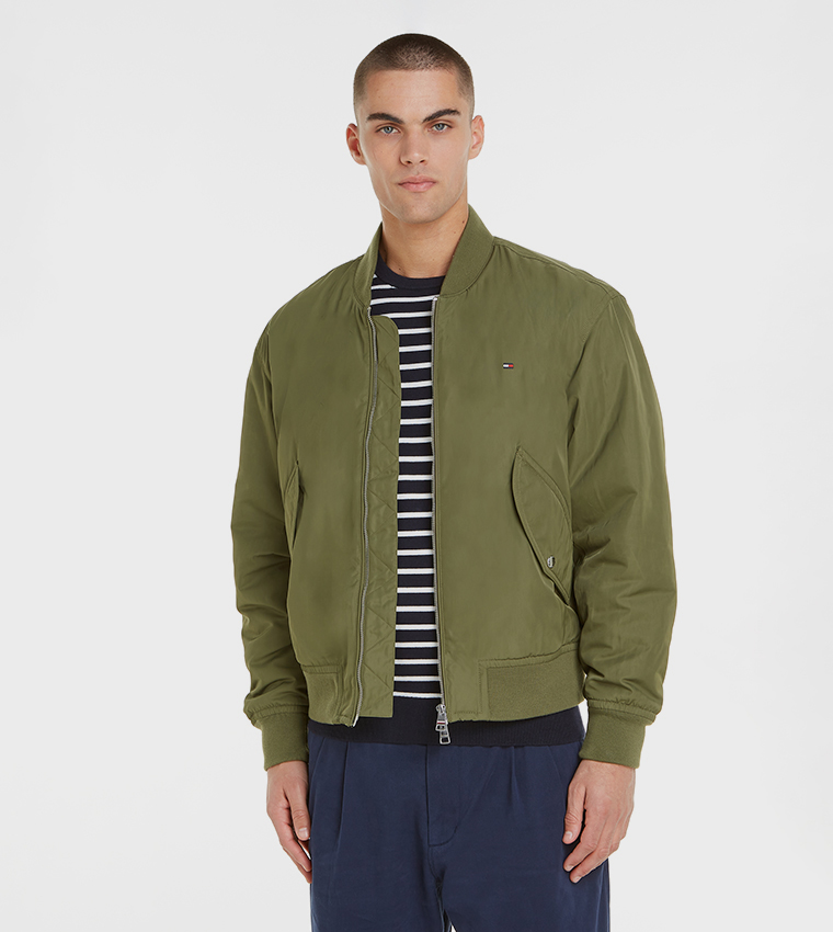 Flag Detail Zip-Through Bomber Jacket