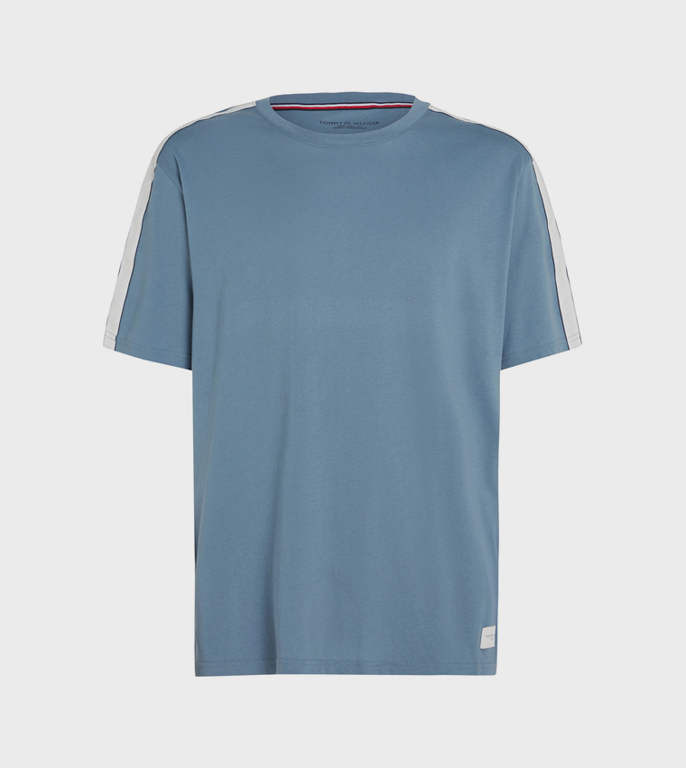 Side Striped Crew Neck Sleep T-Shirt