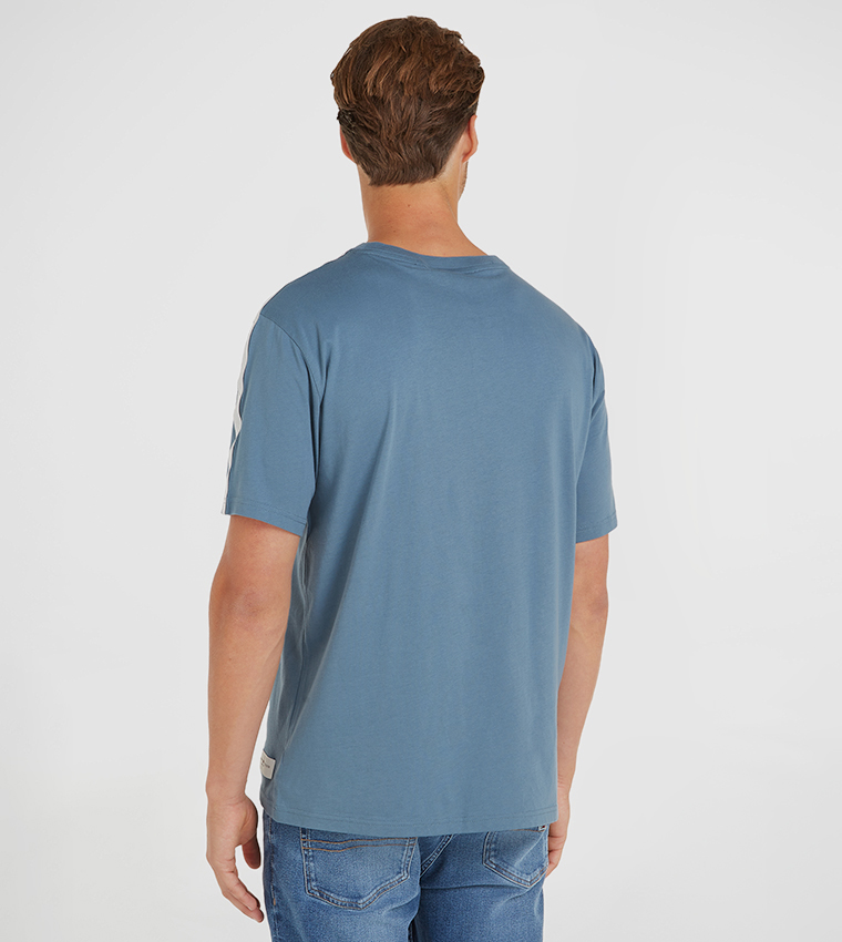 Side Striped Crew Neck Sleep T-Shirt