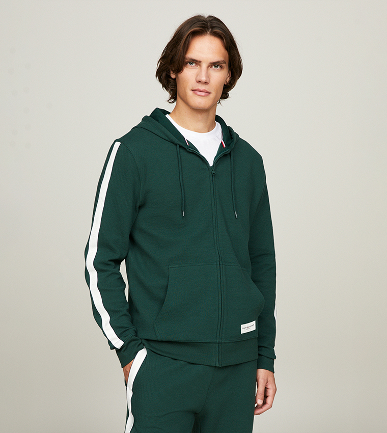 Side Striped Hooded Casual Jacket