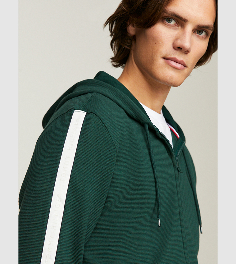 Side Striped Hooded Casual Jacket