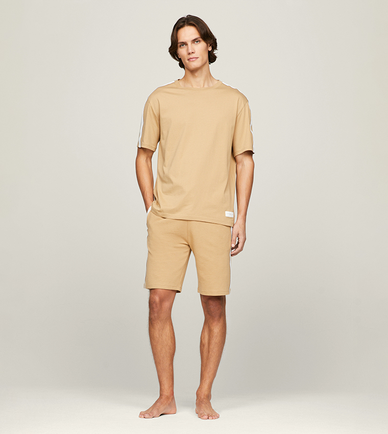 Side Striped Crew Neck Sleep T-Shirt