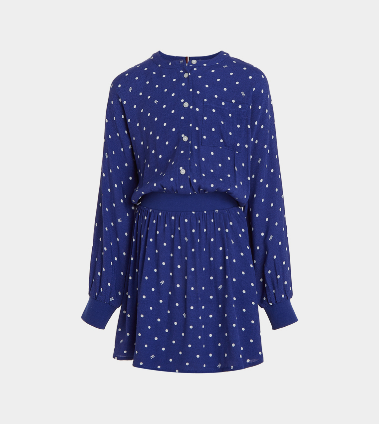 Polka Dots Long Sleeves Mini Dress