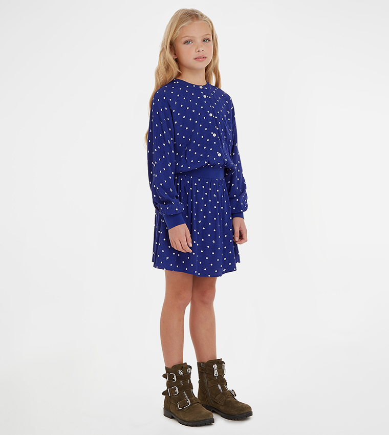Polka Dots Long Sleeves Mini Dress