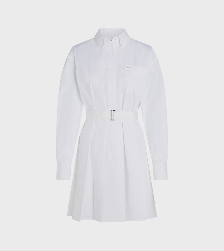 Logo Detail Pleated Mini Dress