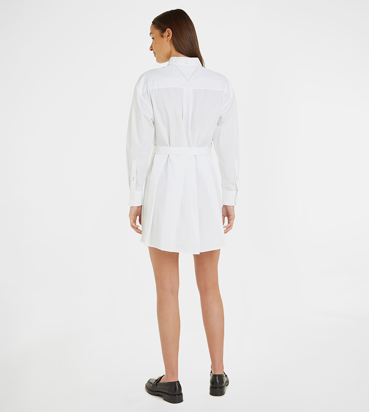 Logo Detail Pleated Mini Dress