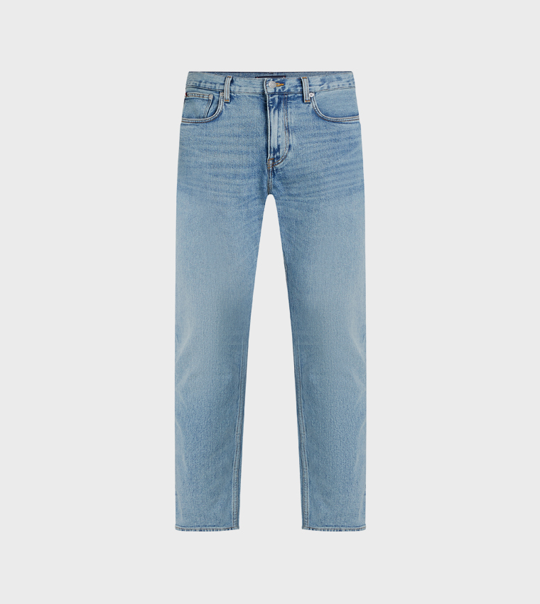 Washed Mid Rise Straight Fit Jeans